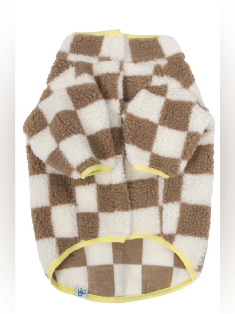 NEW-Medium Cozy Checkered Brown & White Sherpa Dog Jacket -
